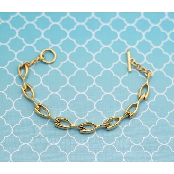 Vintage Wine Glass Link Cute Gold Tone Bracelet Size 8 1/2 - R27 - Picture 1 of 3